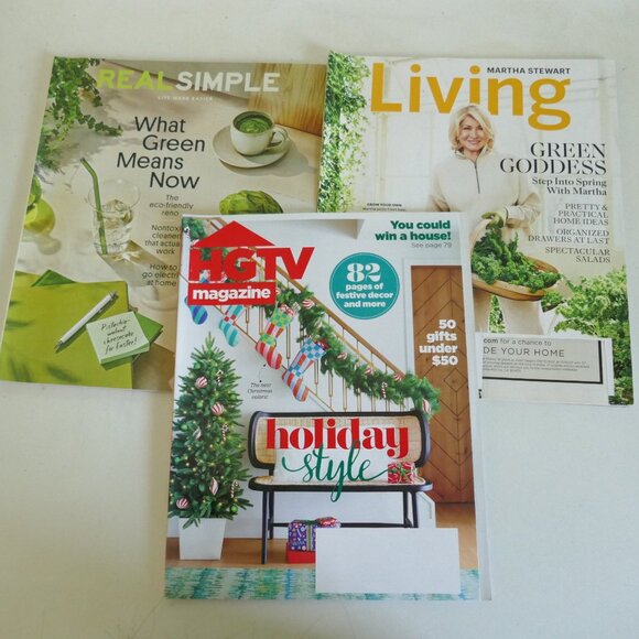 3 issues assorted magazines Martha Stewart, HGTV, Real Simple - Picture 1 of 3